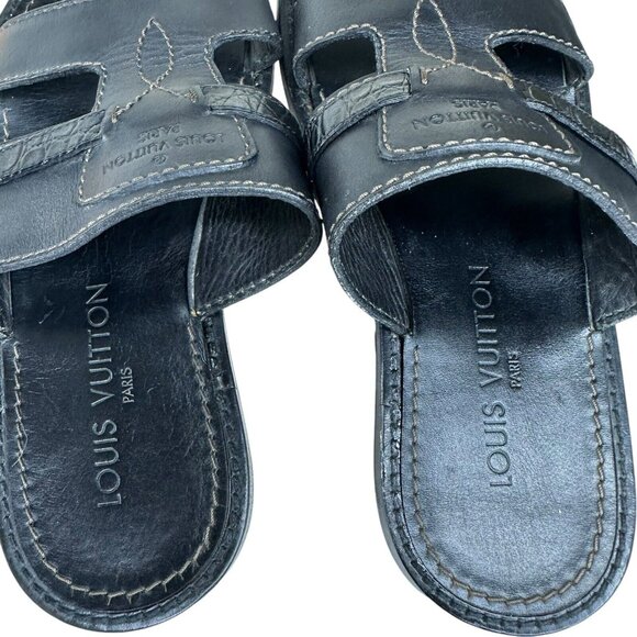 Louis vuitton LV Men\'s Leather Black Sandals Flat Flip flops US 5 UK 2.5 EU 35 main image 8